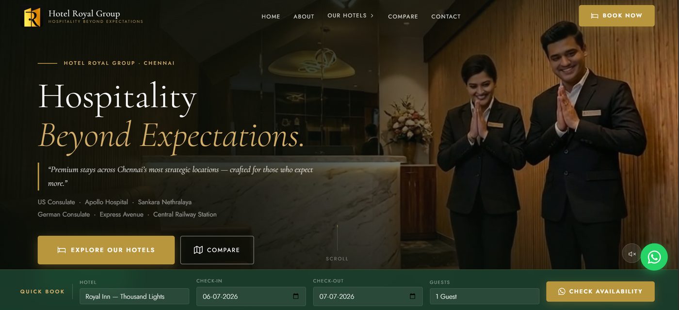 Websites, SEO and AI search: hotelroyalgroup.in