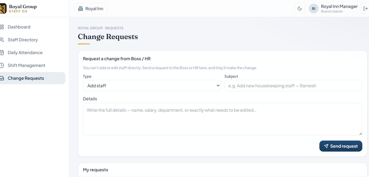 Staff OS: Change requests